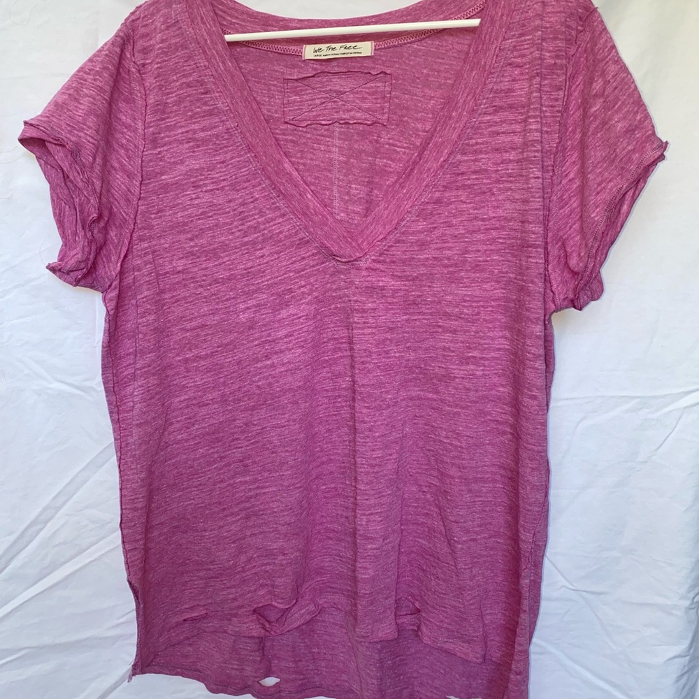 Free people oversized v-neck distressed tee